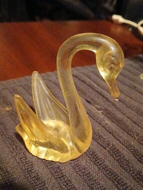Plastic Swan Figurine in Pale Yellow - Decorative Home Art